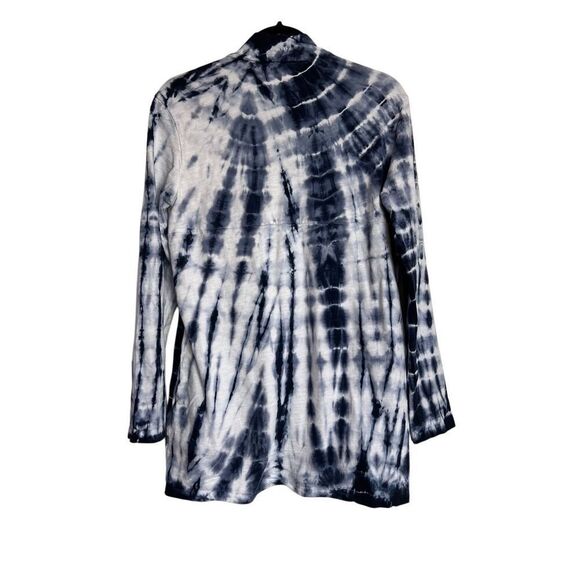Spirit Jersey Sweater Womens Medium White Blue Cardigan Tie Dye Open Front NWOT - Picture 2 of 9